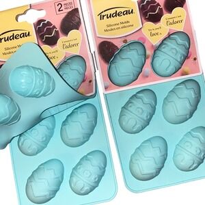 Trudeau Silicone Easter Egg Candy Molds Set of 2 Aqua Blue Chocolate Soap Molds